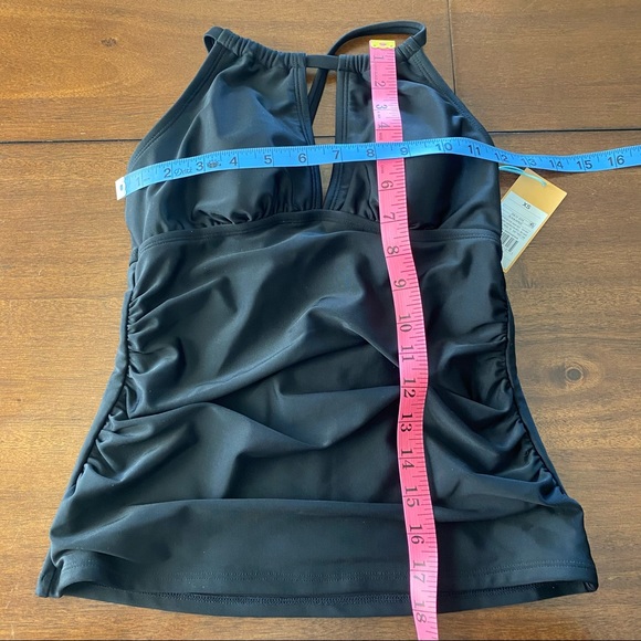 Key Hole High Neck Black Tankini Top - Picture 2 of 7